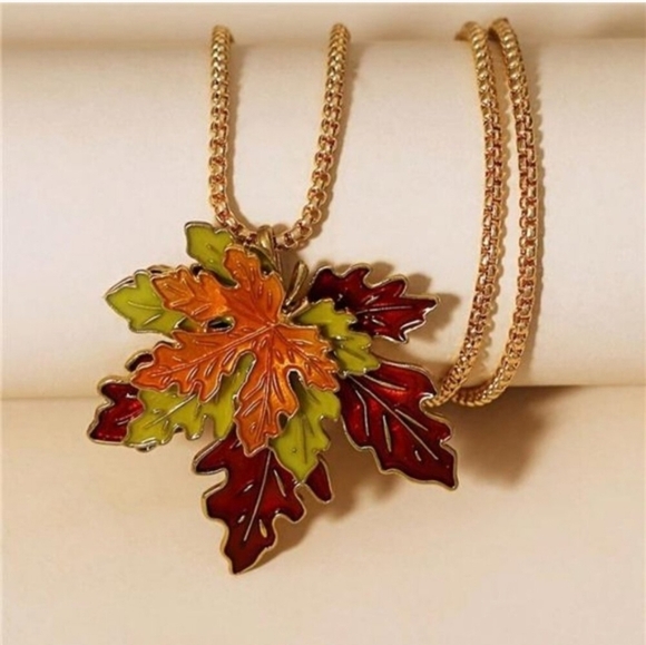 3pcs/Set BEAUTIFUL 3D Vintage Maple Leaf Gold Tone Necklace Earrings set - Picture 7 of 8